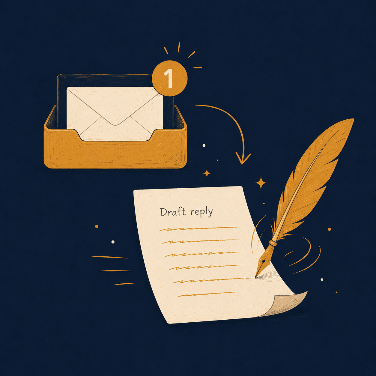 Illustratie draft-reply automaat